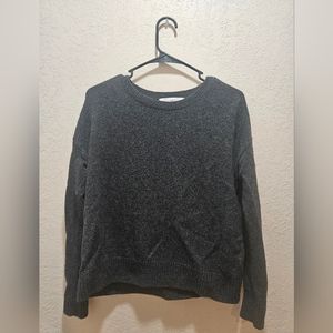 Black-Gray Crew Neck Knit Sweater